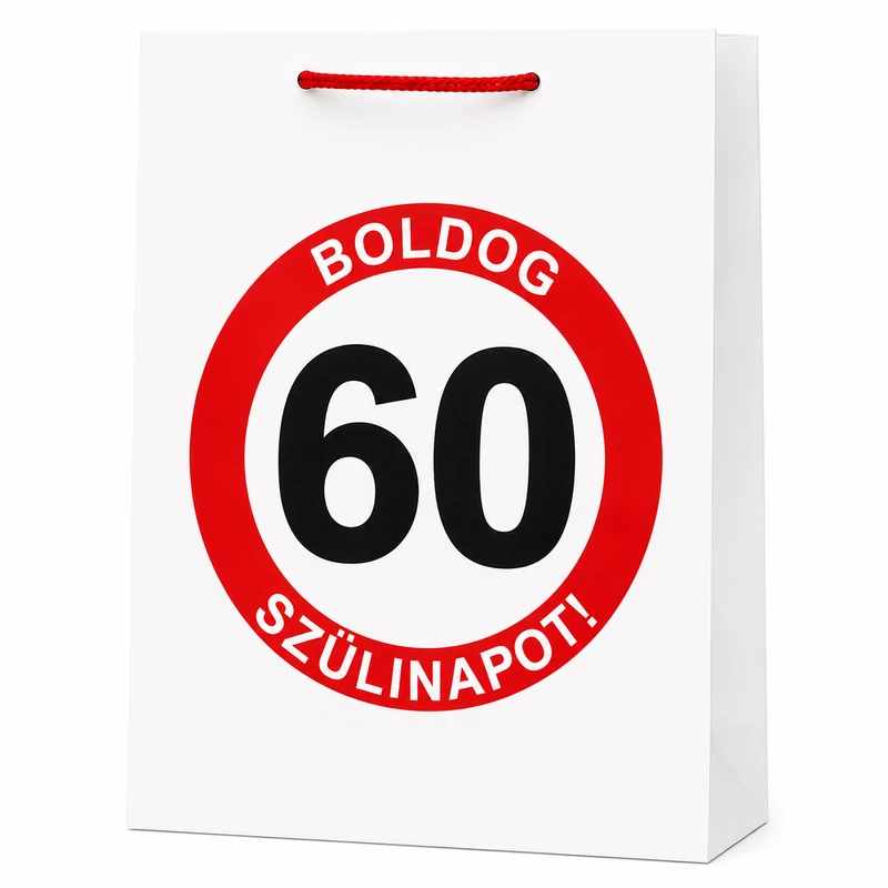 Sebességkorlátozó Ajándéktasak 60. Születésnapra – Boldog 60. Szülinapot!