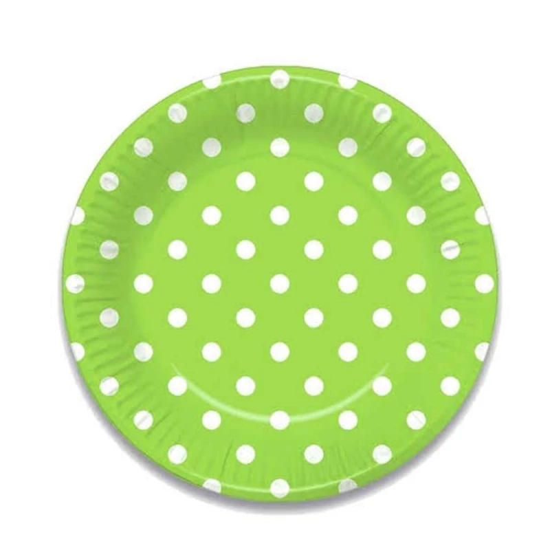 Lime ,pöttyös papír tányér 10 db 18 cm