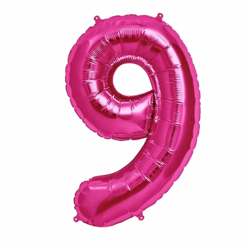 9-es, 110 cm-es szám formájú óriás fólia lufi pink