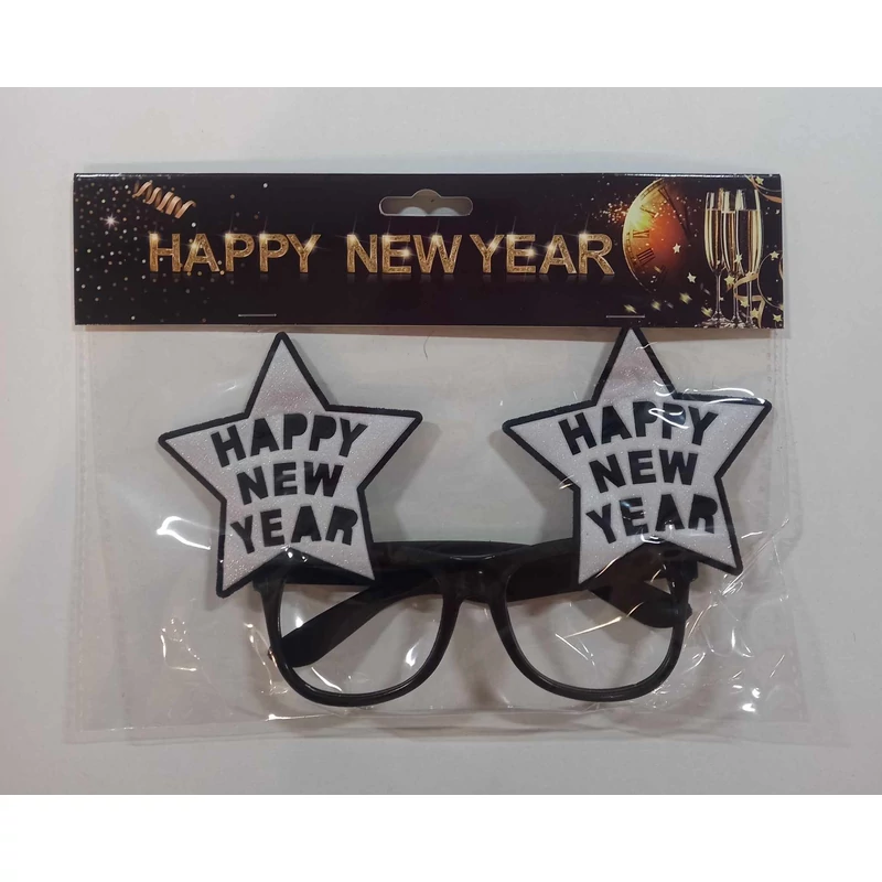 Happy new year  ezüst lencse nélküli party szemüveg 
