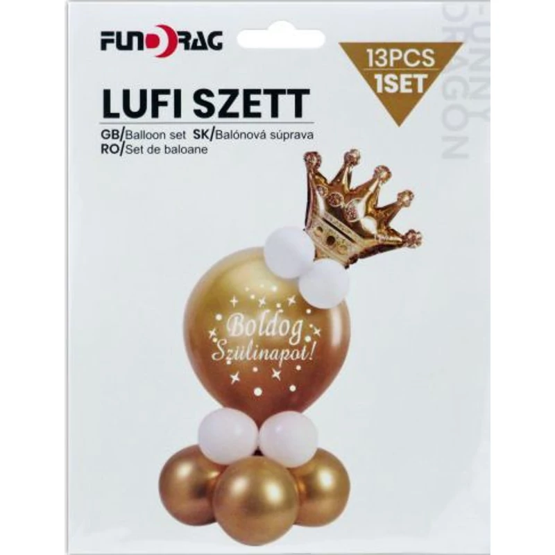 Arany színű koronás lufi