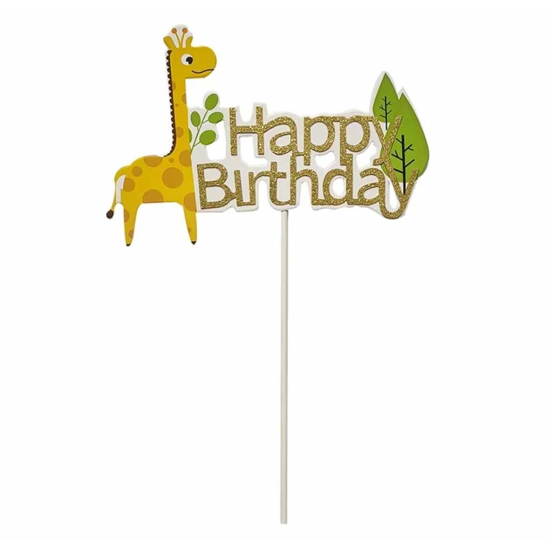 Zsiráfos Happy Birthday torta beszúró