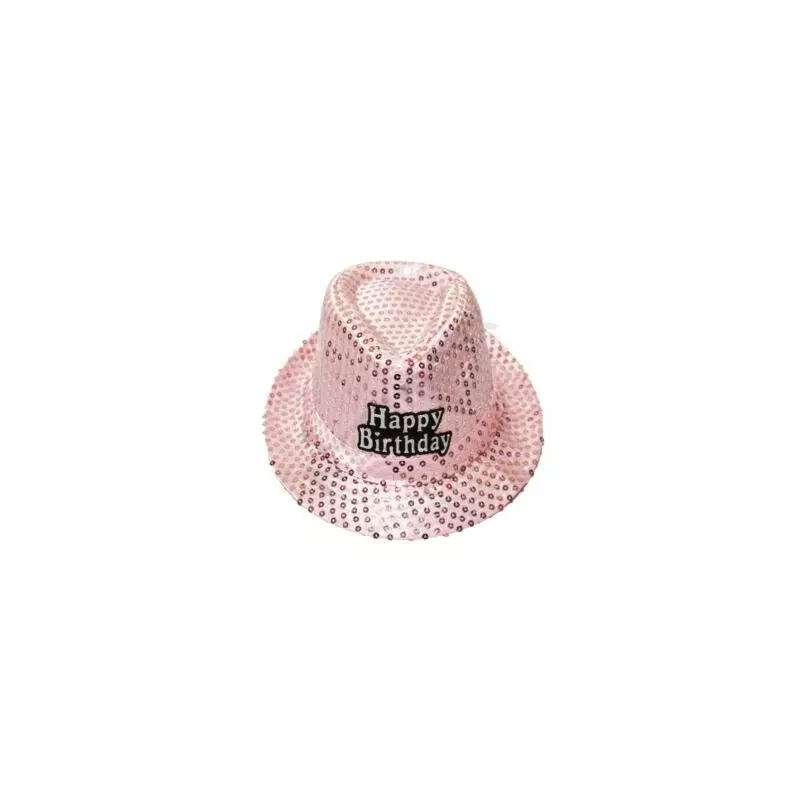 Happy Birthday feliratos rózsaszín világító kalap 