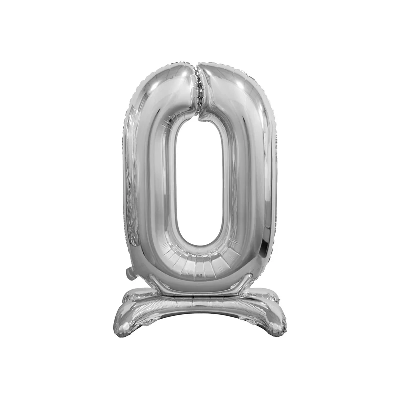 0-ás,Talpas fólia lufi, ezüst 74 cm