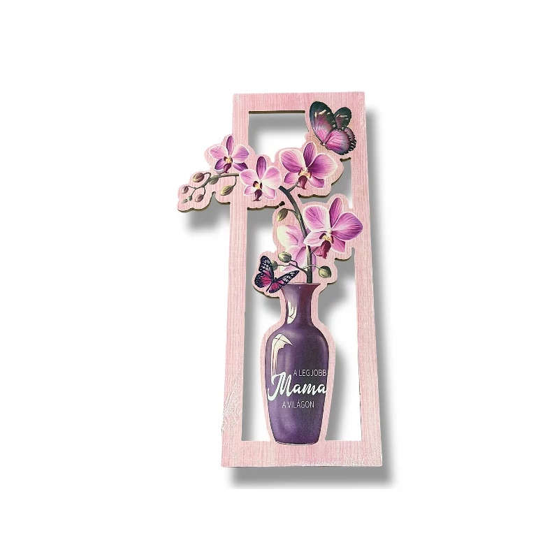 A legjobb mama fa falidísz – orchideás dekoráció ajándék