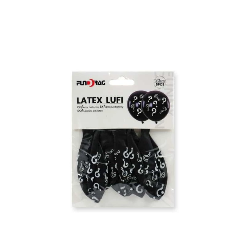 Babaváró fekete  latex lufi 30 cm 5 db 