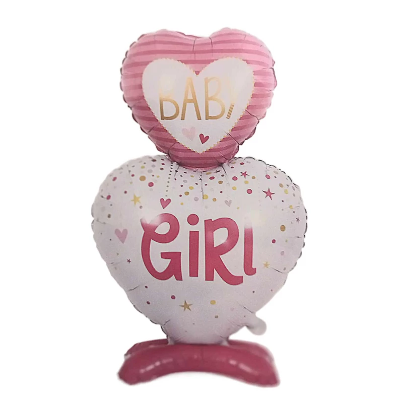 Baby girl talpas szív alakú fólia lufi,  110 cm 