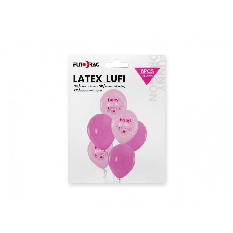 Babavárós lányos latex lufi, 6 db - 30 cm 