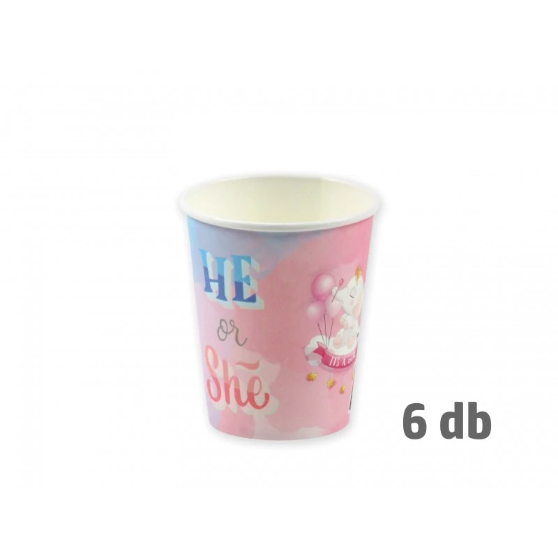 Babaváró fiú-lány papírpohár, 6 db - 250 ml