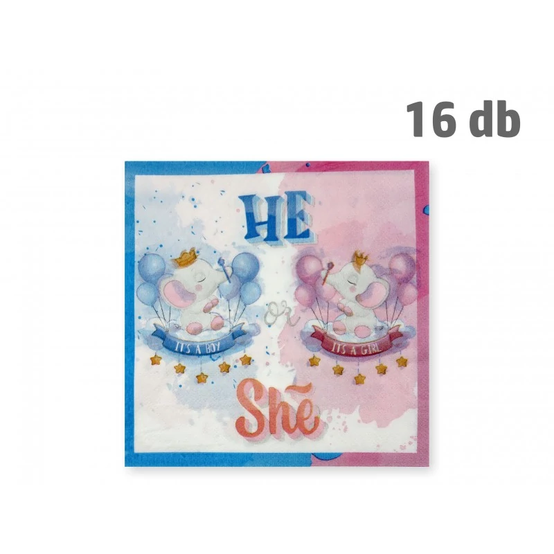 Babaváró fiú-lány papír szalvéta, 16 db