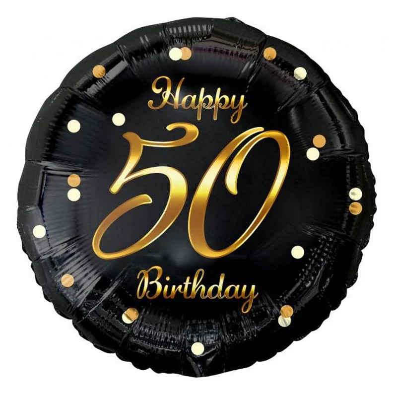 Happy Birthday 50 fekete fólia lufi