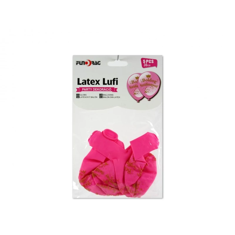 Boldog szülinapot rózsaszín latex lufi 5 db 