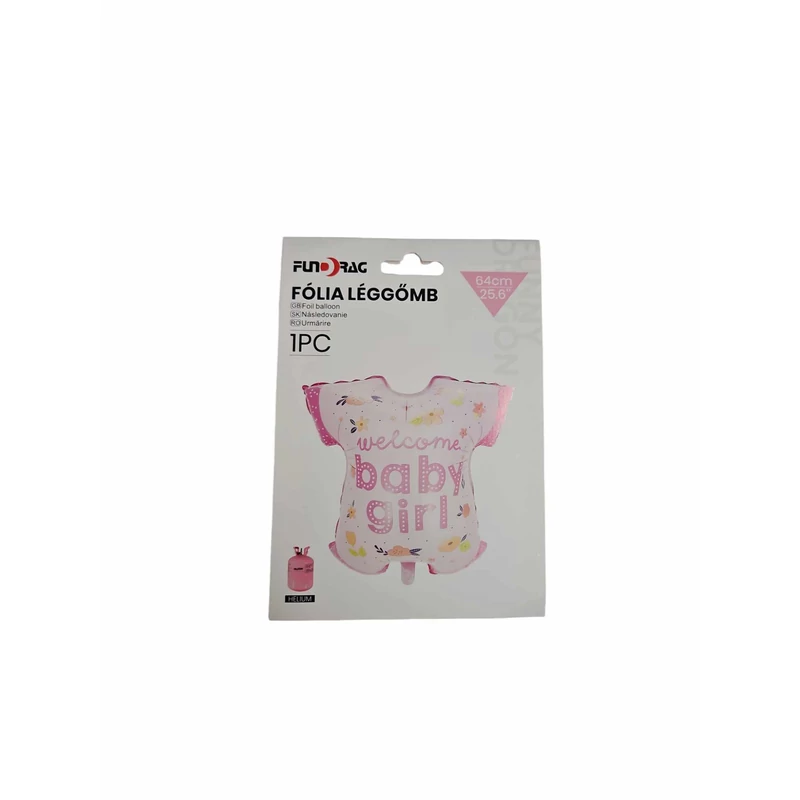 Babavárós - Welcome Baby Girl - rózsaszínű bady fólia lufi