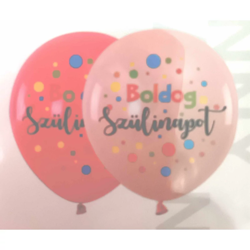 Barack színű latex lufi csomag 5 db -Boldog szülinapot -