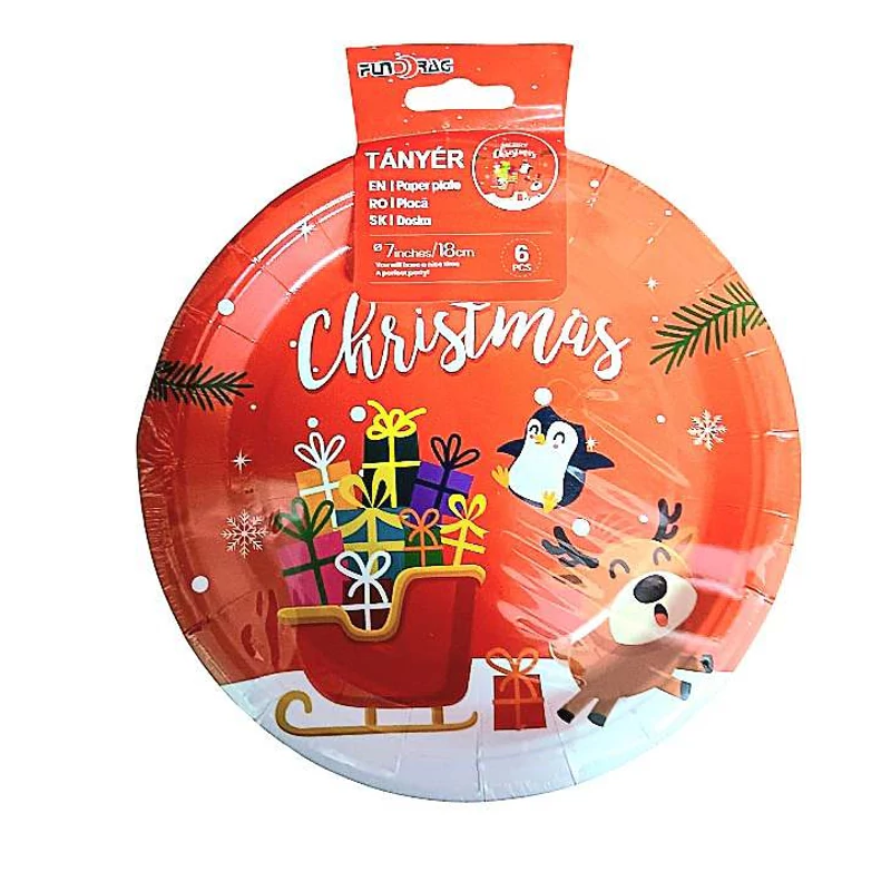 Karácsonyi - Merry Christmas - papír tányér