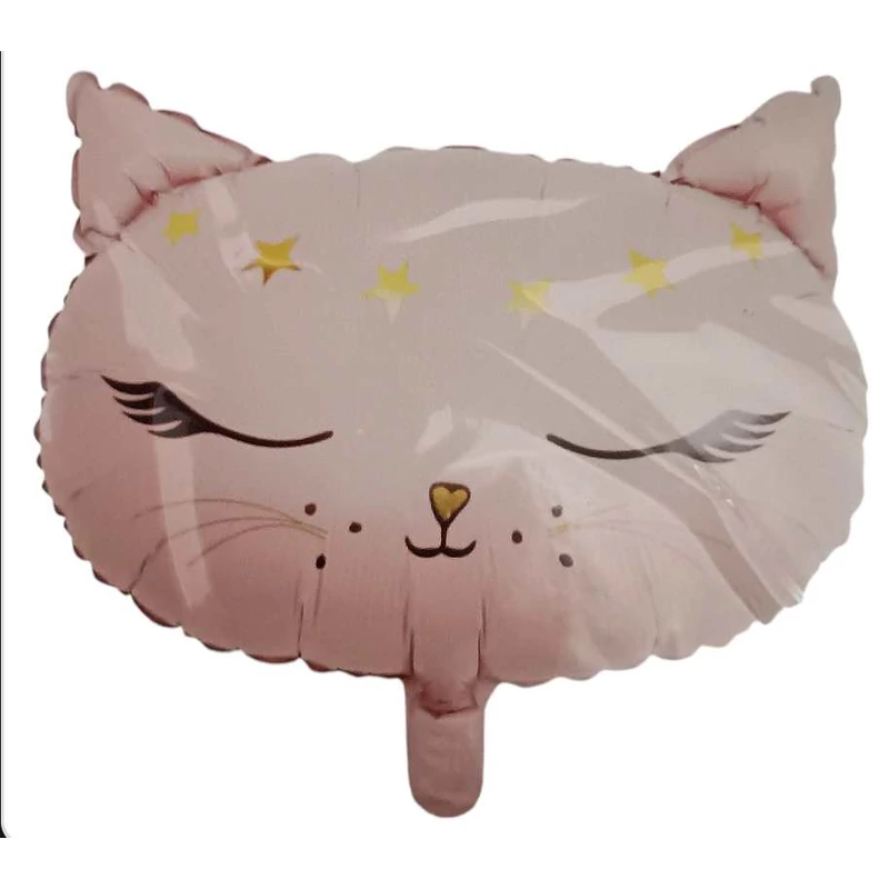 Rózsaszín cica fej fólia lufi 48 cm 