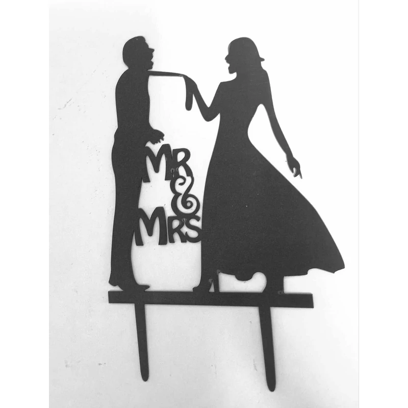 Mr § Mrs -fekete alakos - tortaderkoráció-