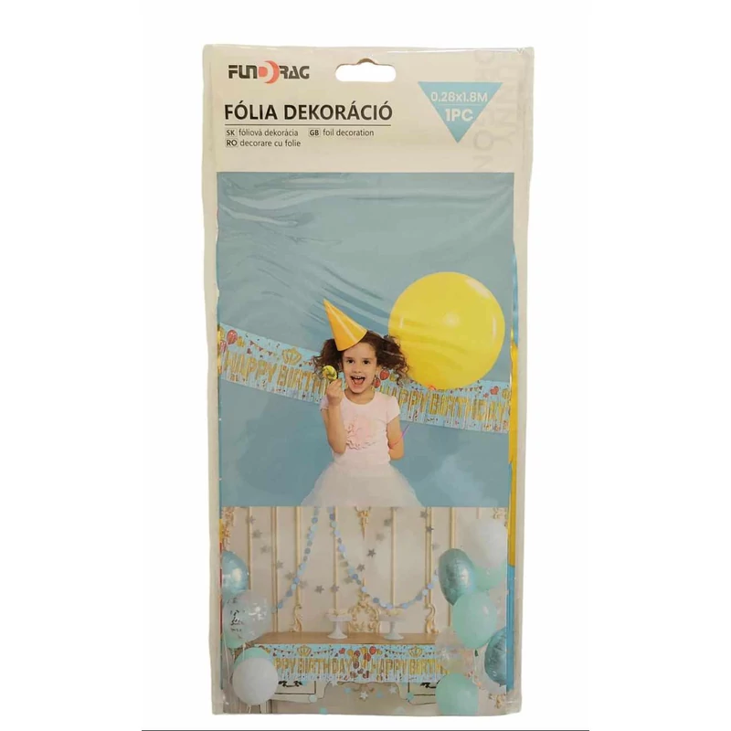 Happy Birthday fólia dekoráció - kék -