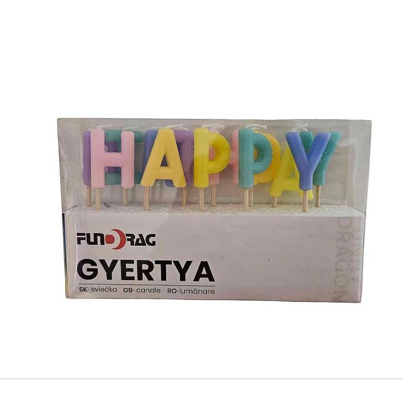 Happy Birthday Pasztell színű betű gyertya szett