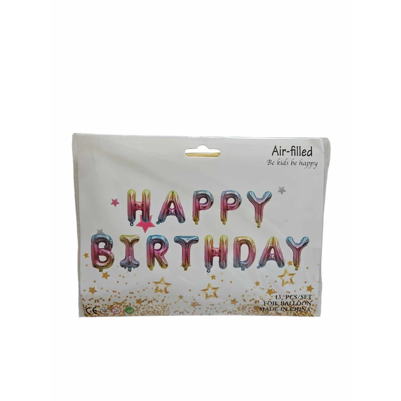 Happy Birthday szivárványos fólia betű lufi felirat 