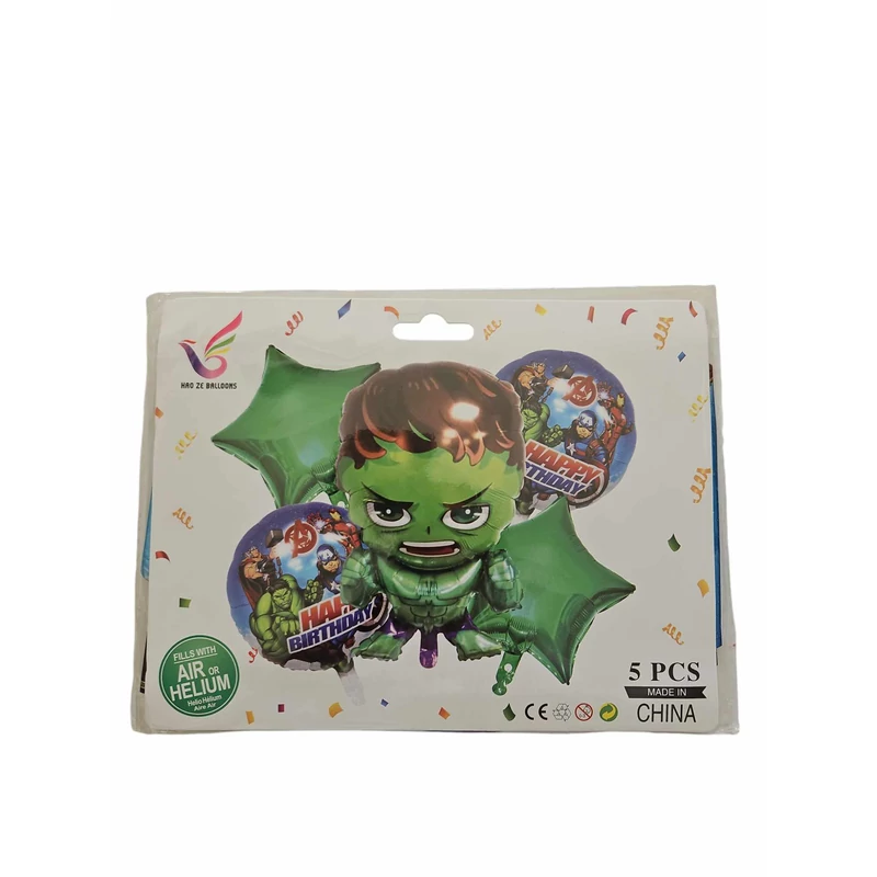 Hulk  , Happy Birthday  5 db fólia lufi szett