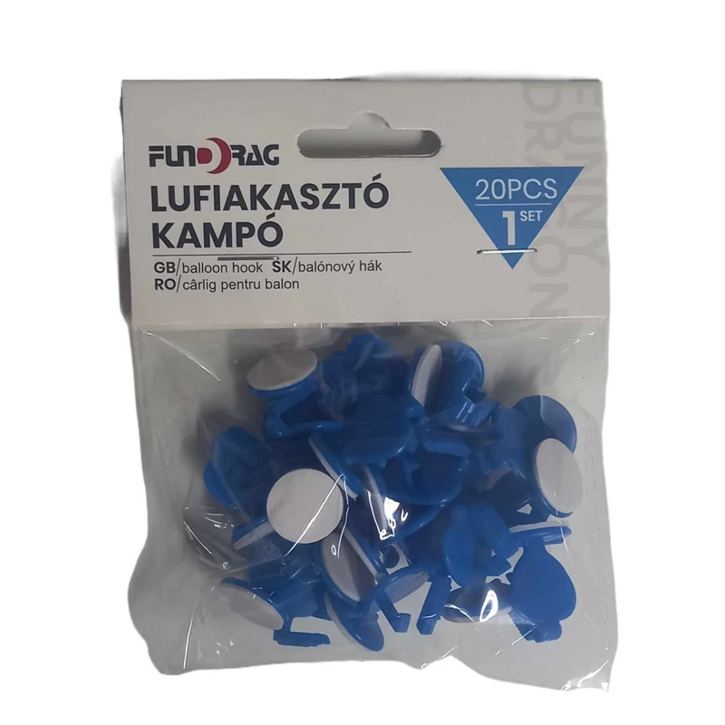 Lufi akasztó kampó kék színű öntapadós, 20db