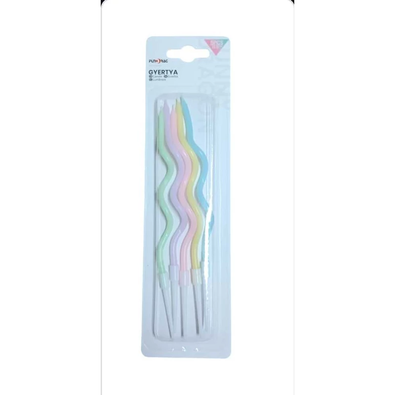 Spirál pasztell színes szülinapi gyertya, 16 cm vegyes szín 5 db