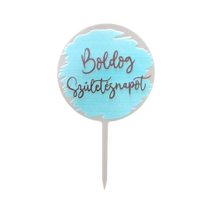 Boldog születésnapot kerek tortabeszúró - Kék - 