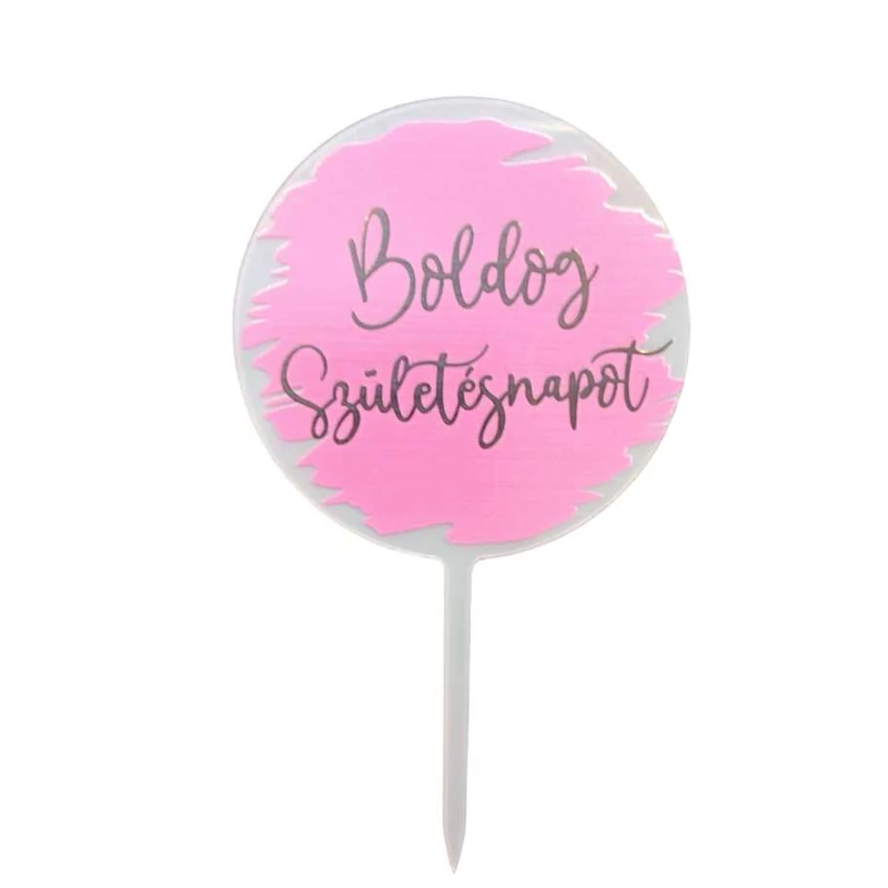 Boldog születésnapot kerek tortabeszúró - Pink 