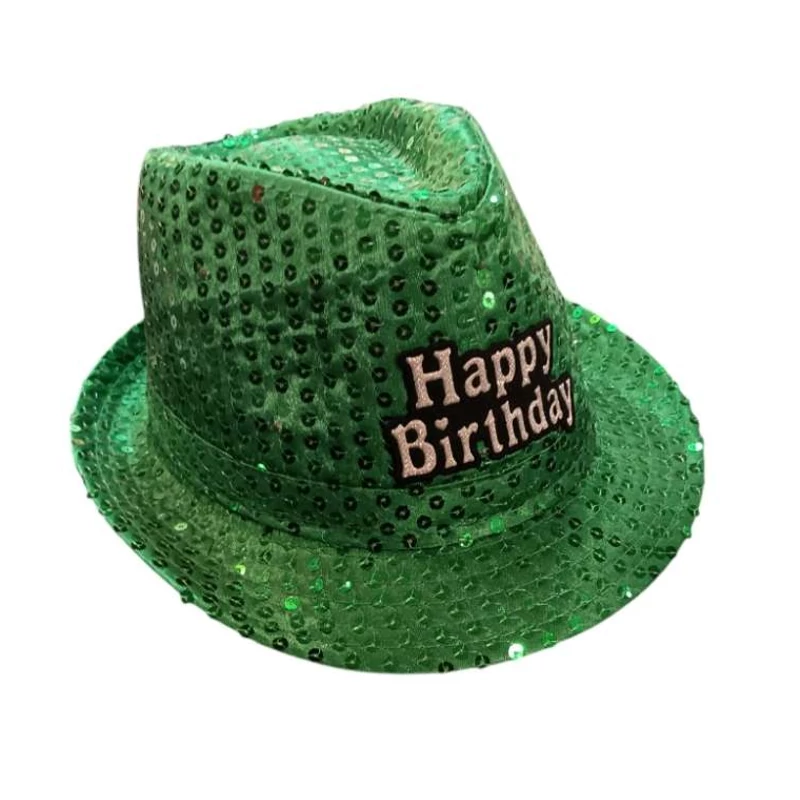 Happy Birthday feliratos zöld színű világító kalap