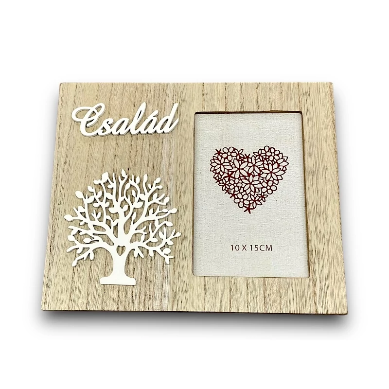 Család képkeret fa – elegáns emlékkeret 10x15 cm fotóhoz