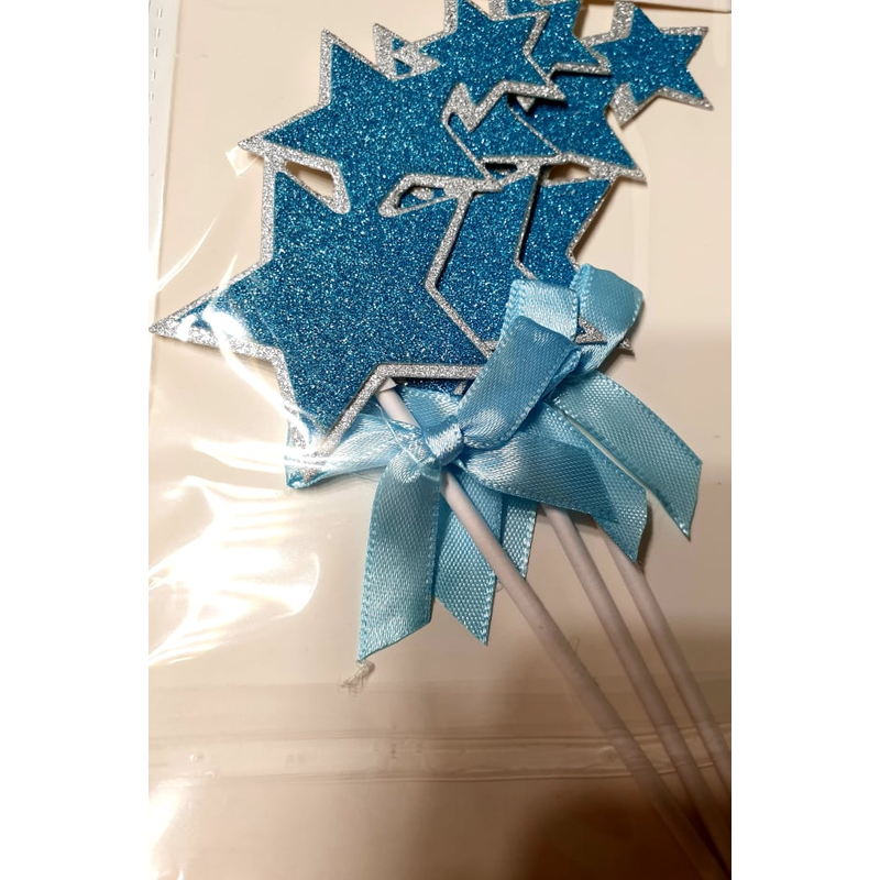 Torta dekoráció csillagok, kék 3 db