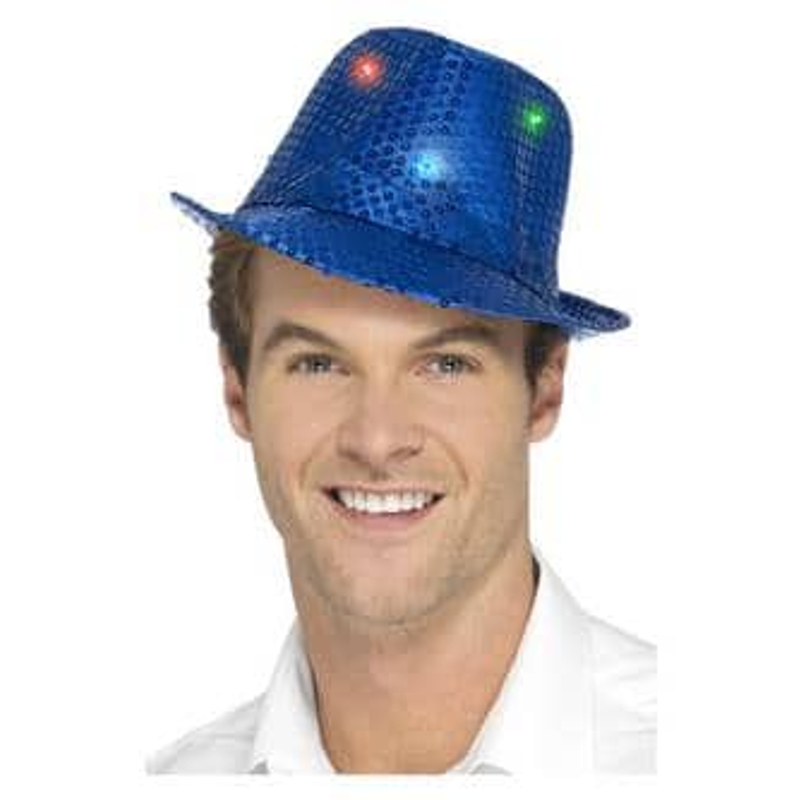 Kék glitteres világító kalap