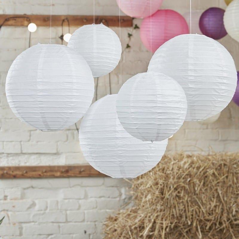 Fehér gömb papír lampion, 25 cm