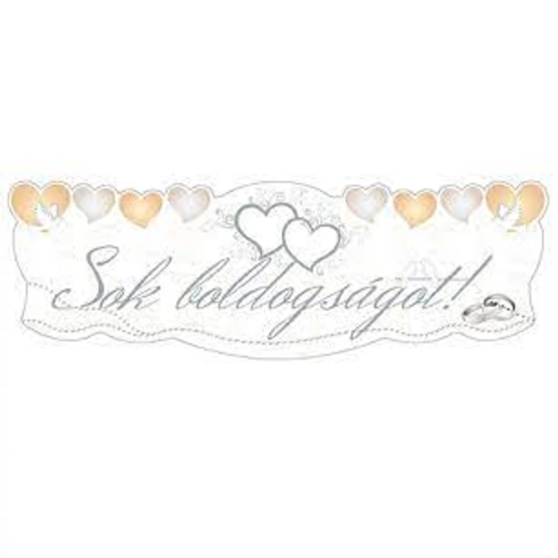 Ezüst Elegáns Sok Boldogságot banner, 90 cm