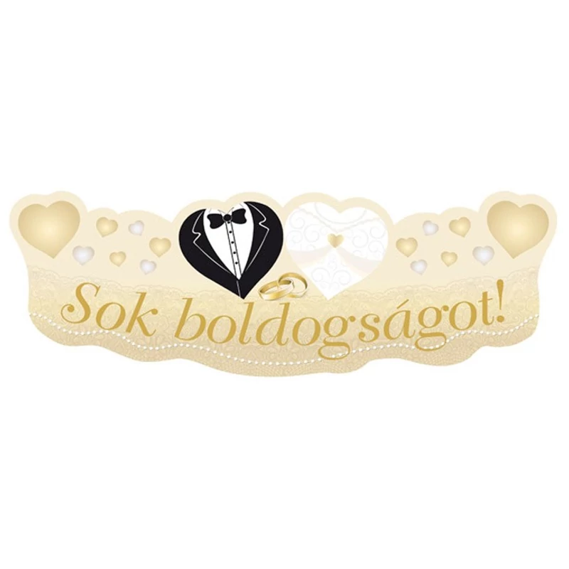 Arany elegáns Sok Boldogságot banner, 90 cm