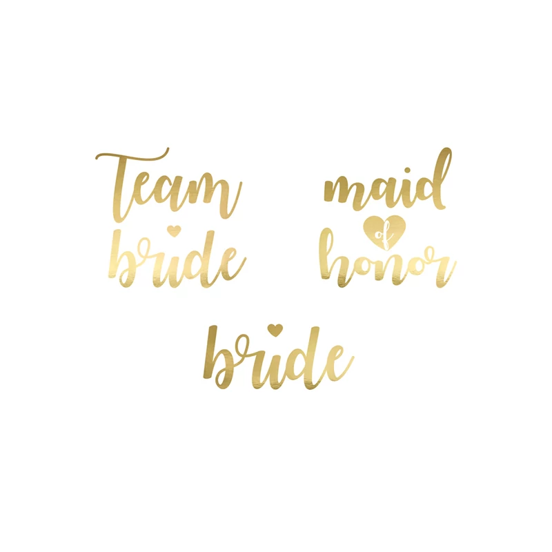 Team Bride  arany tetoválás lánybúcsúra, 12 db
