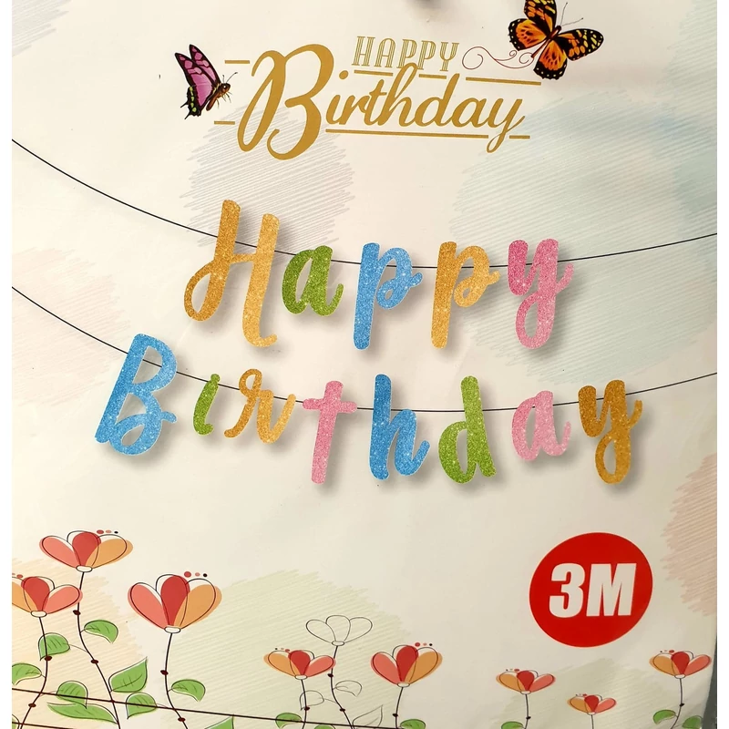 Színes Happy Birthday felirat, 3 m