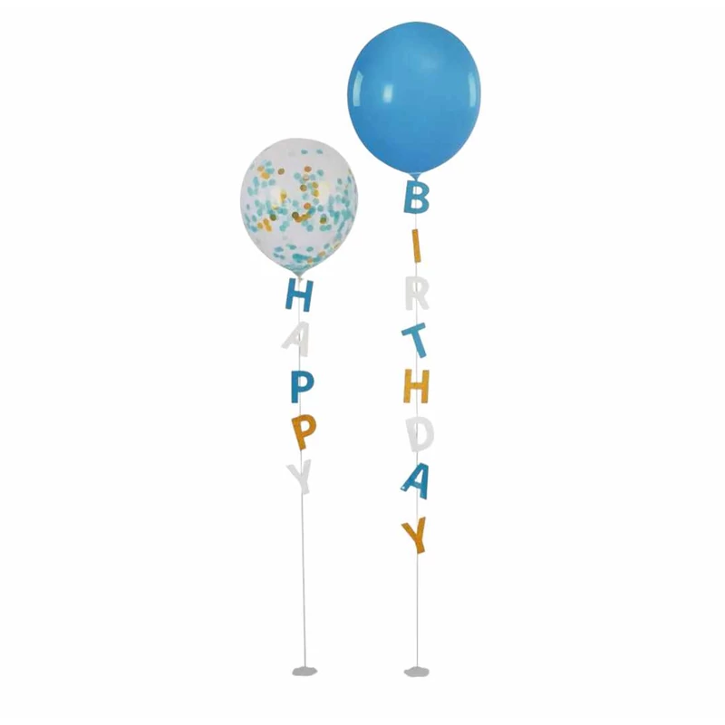 Lufi állványok Happy Birthday felirattal – Kék