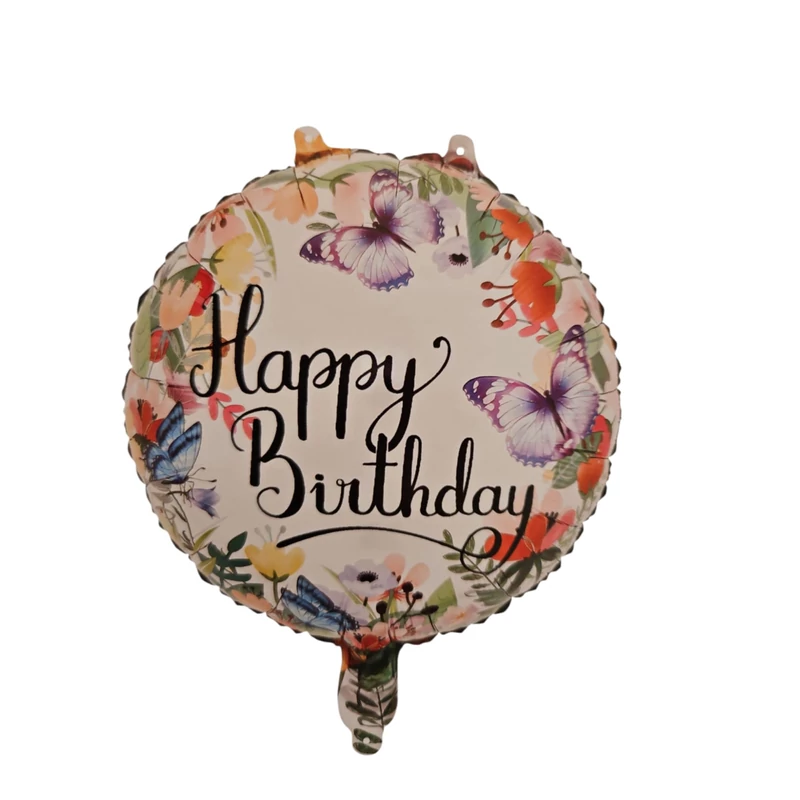  Happy Birthday fólia lufi pillangókkal