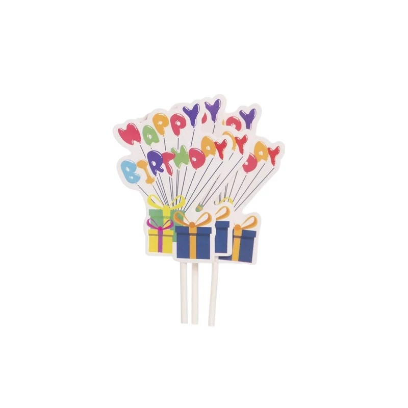 Happy Birthday feliratos ajándékcsomagos 6 részes tortabeszúró készlet