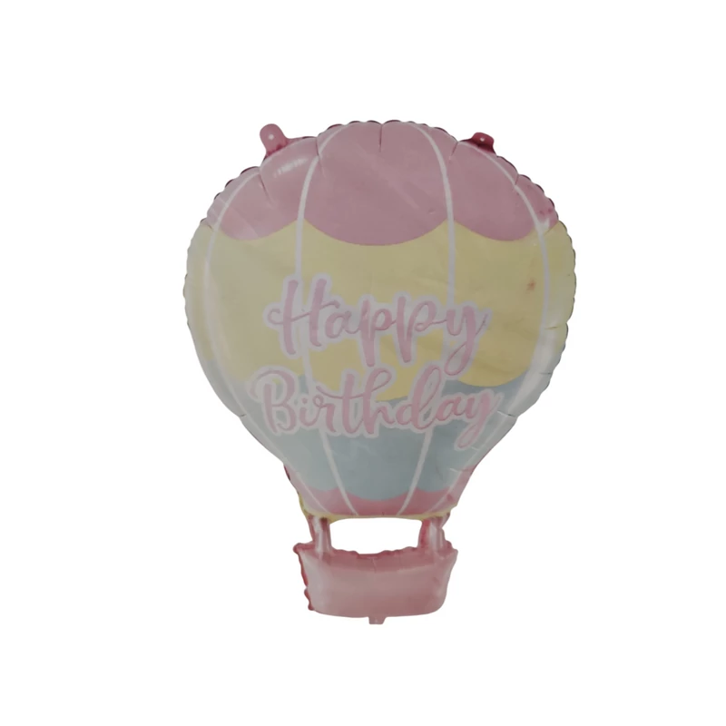 Rózsaszín  Happy Birthday hőlégballon fólia lufi 80 cm