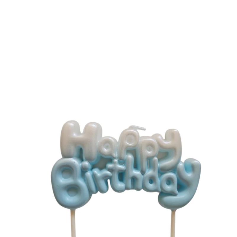 Torta dekoráció Happy Birthday – kék-fehér 