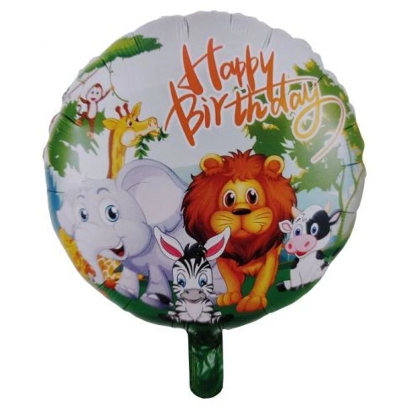 Safari fólia lufi, 45 cm - dzsungel állatos