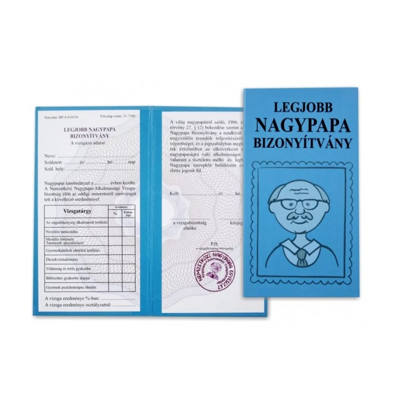 Legjobb Nagypapa Bizonyítvány