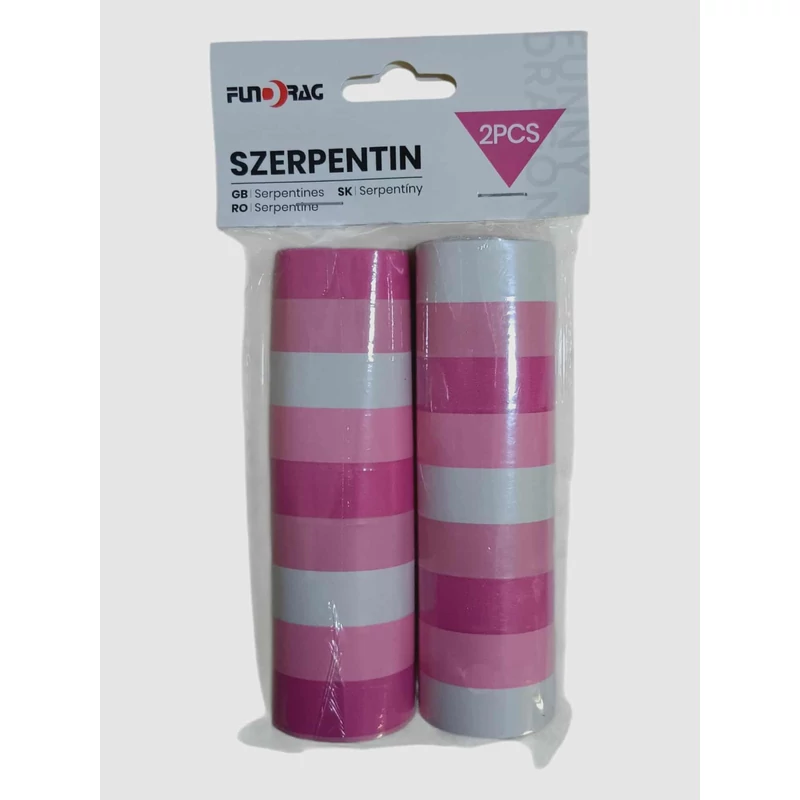 Rózsaszín fehér szerpentin papír szalag 
