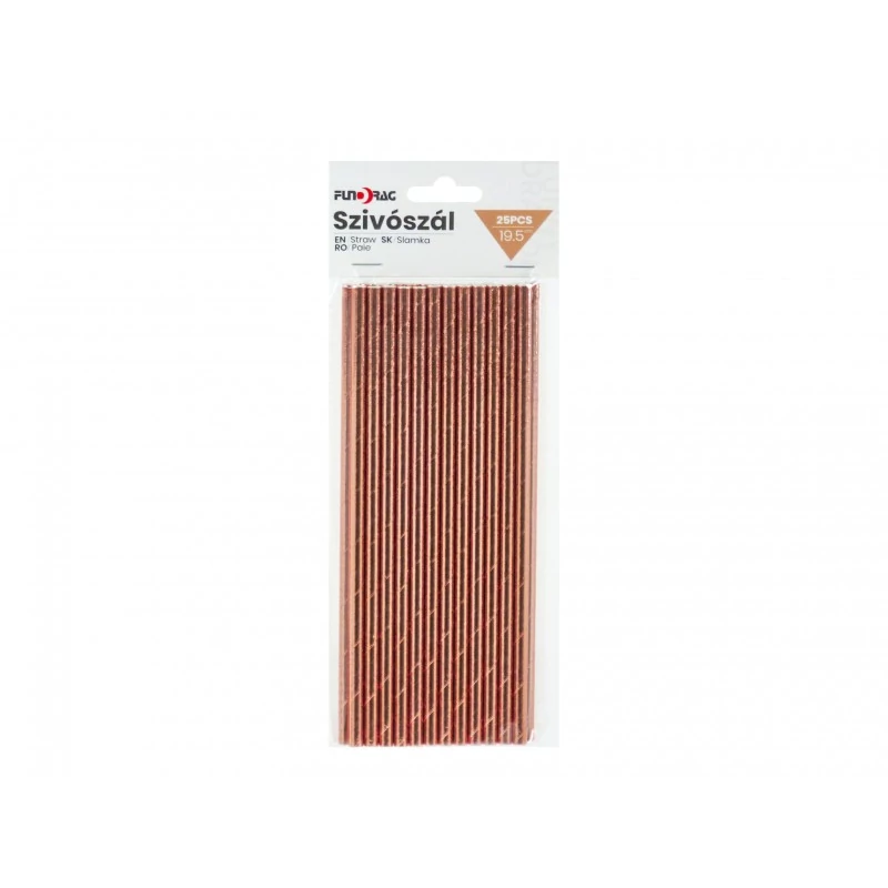 Rosegold Metál papír szívószál 25 db 