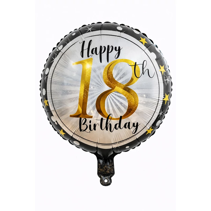 Happy18th Birthday kerek fólia lufi – prémium party dekoráció
