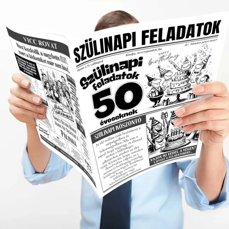 Vicces Újság - Vicces Szülinapi Újság - Szülinapi Feladatok 50