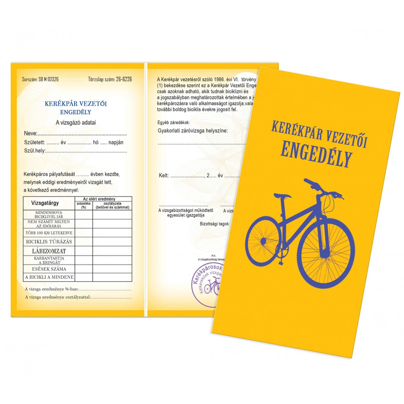 Vicces bizonyítvány ,Kerékpár vezetői engedély